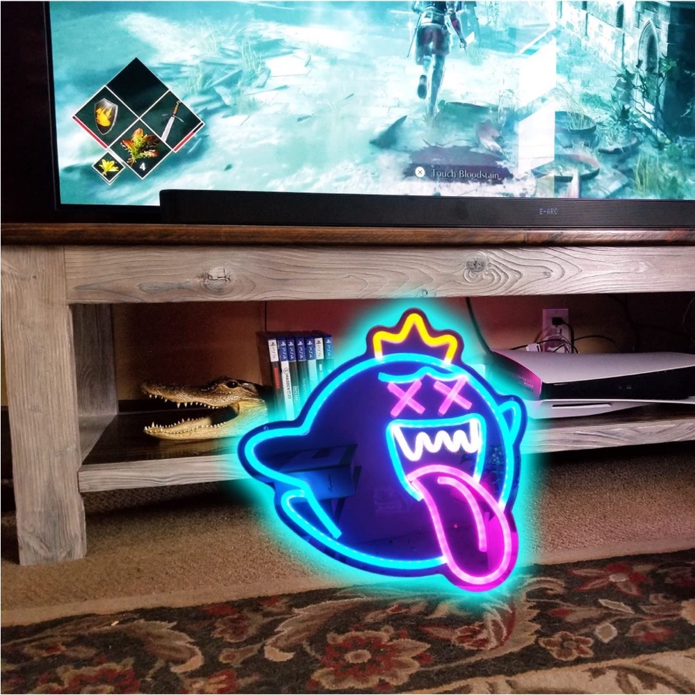 Boo Mario Kart Ghost Cartoon Video Game Neon Light LED Man Cave Kid/Teen Room - Picture 2 of 6